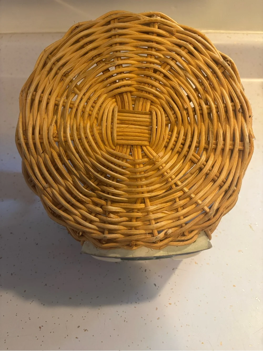 Vintage Snowman Wicker Basket Hand Painted Ceramic Christmas Decor 10”